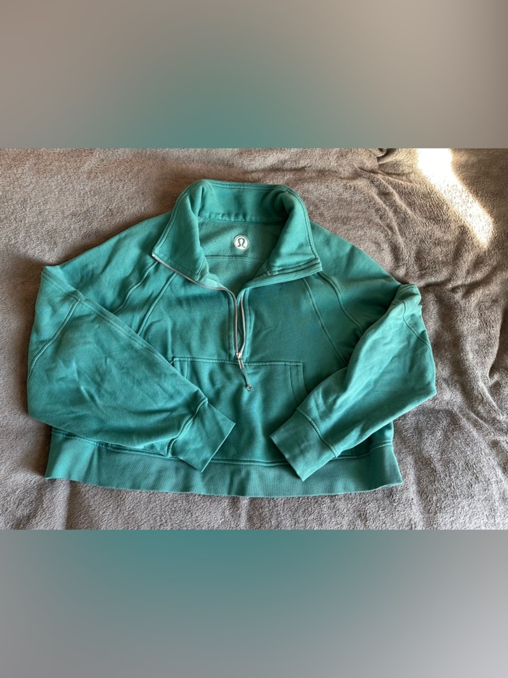 Lululemon Teal Quarter-Zip Cropped Pullover